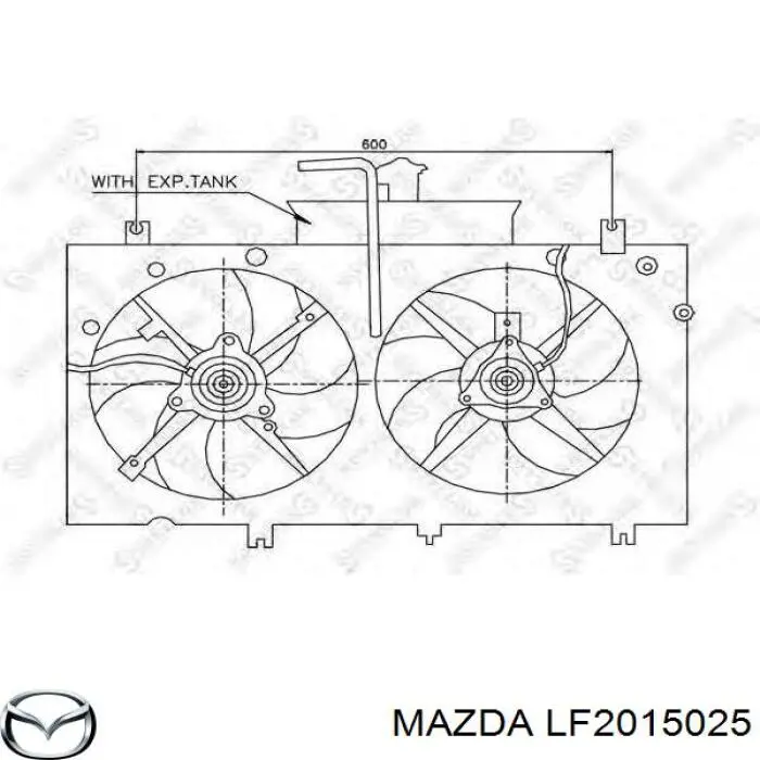 LF2015025 Mazda difusor de radiador, ventilador de refrigeración, condensador del aire acondicionado, completo con motor y rodete
