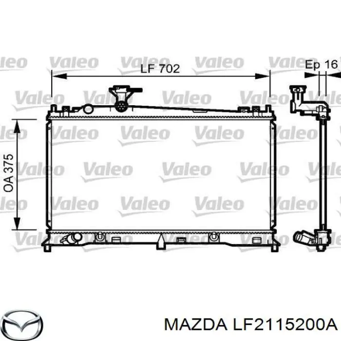 LF2115200A Mazda radiador refrigeración del motor