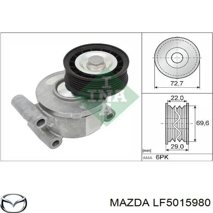 Tensor de correa poli V LF5015980 Mazda