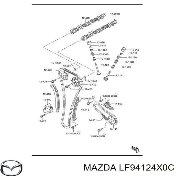 LF94124X0C Mazda rueda dentada, árbol de levas lado de admisión