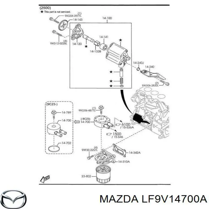 LF9V14700A Mazda radiador de aceite, bajo de filtro