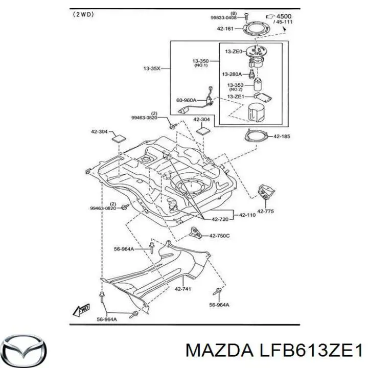 Filtro, unidad alimentación combustible Mazda LFB613ZE1