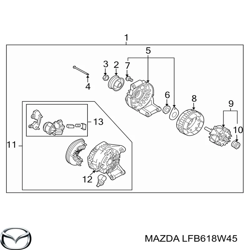 LFB618W45 Mazda Estátor del alternador