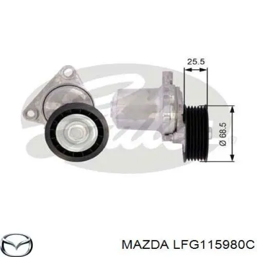 LFG115980C Mazda tensor de correa, correa poli v