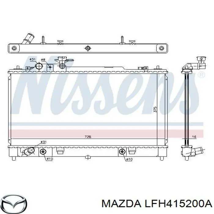 LFH415200A Mazda radiador refrigeración del motor