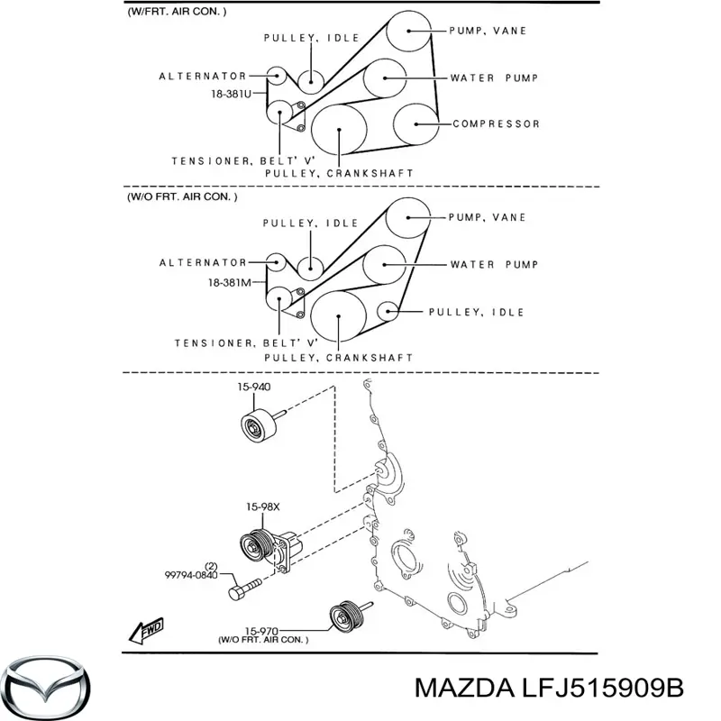 LFJ515909B Mazda correa trapezoidal