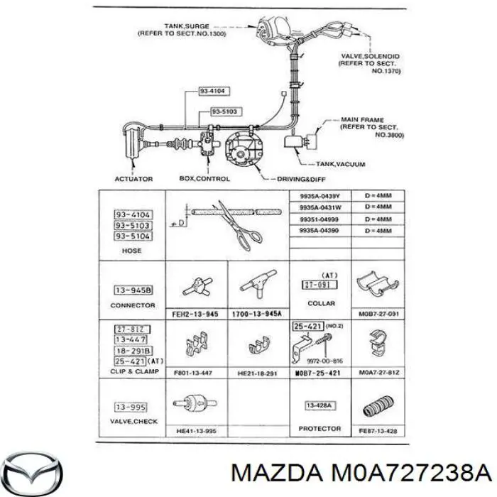 M0A727238A Mazda anillo retén, diferencial eje trasero