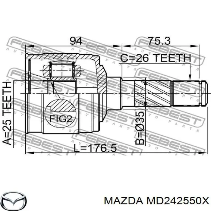 Junta homocinética exterior delantera Mazda MD242550X precio, desde 42,66 EUR