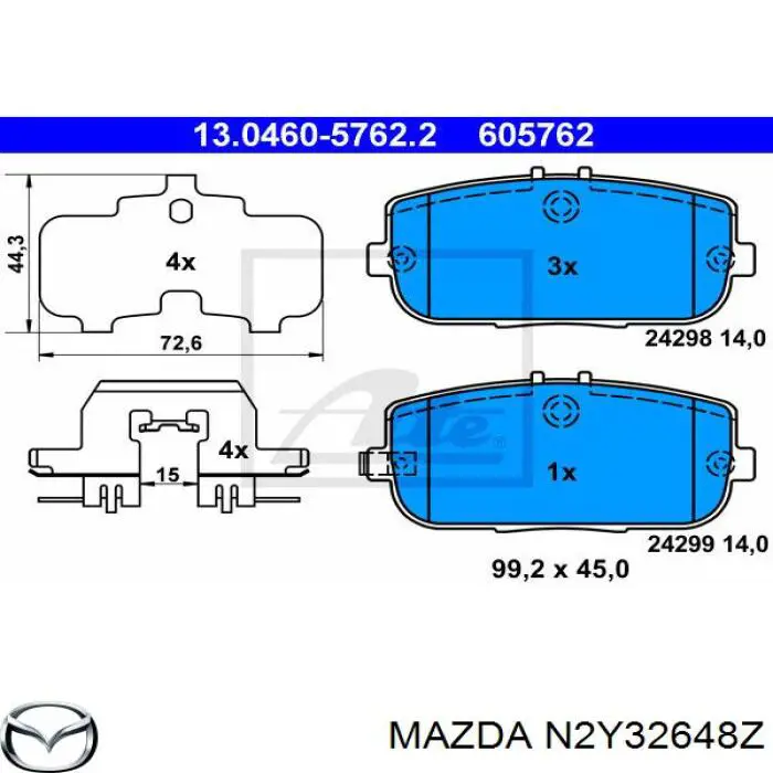 Comprar N2Y32648Z Mazda Pastillas de freno traseras
