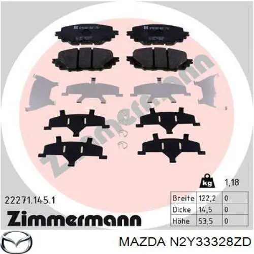 N2Y33328ZD Mazda pastillas de freno delanteras