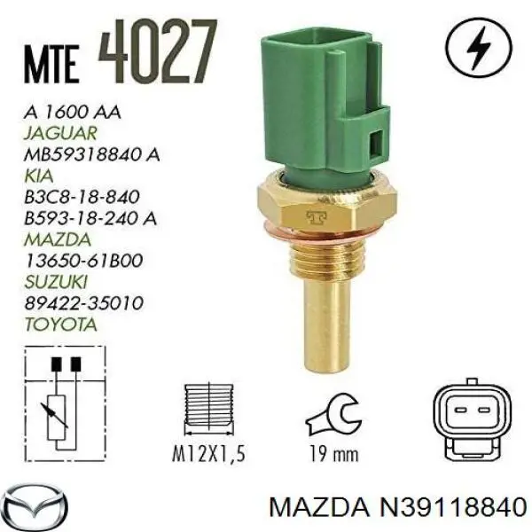 Sensor de temperatura del refrigerante Jaguar X-type CF1