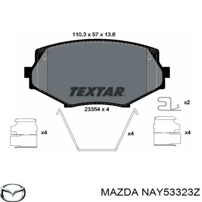 NAY53323Z Mazda pastillas de freno delanteras