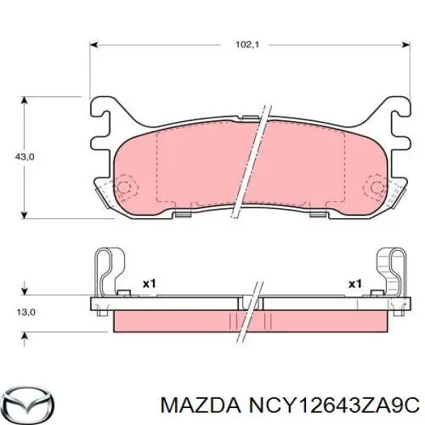 NCY12643ZA9C Mazda pastillas de freno traseras