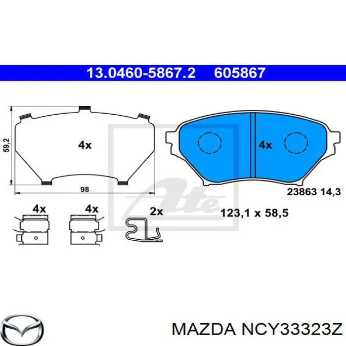 NCY33323Z Mazda pastillas de freno delanteras