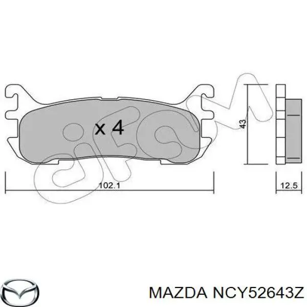 NCY52643Z Mazda pastillas de freno traseras