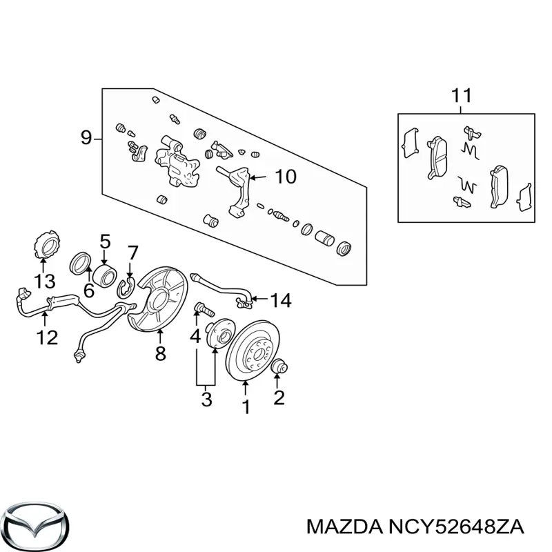 NCY52648ZA Mazda pastillas de freno traseras