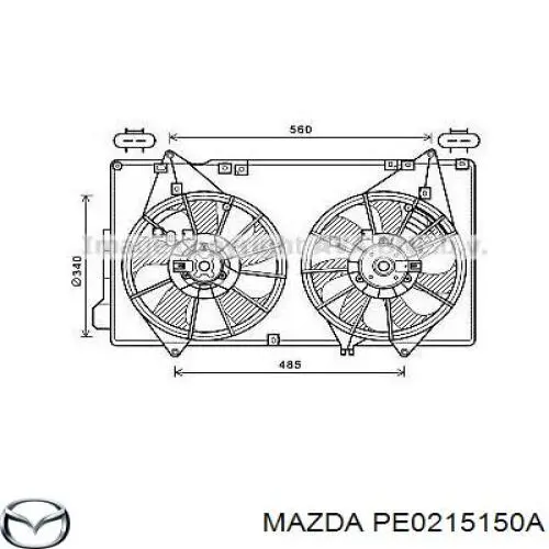 PE0215150A Mazda difusor de radiador, ventilador de refrigeración, condensador del aire acondicionado, completo con motor y rodete