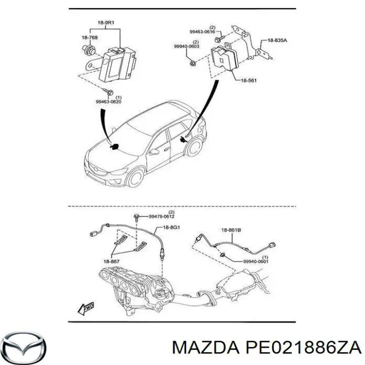Comprar PE021886ZA Mazda Sensor de oxígeno previo al catalizador