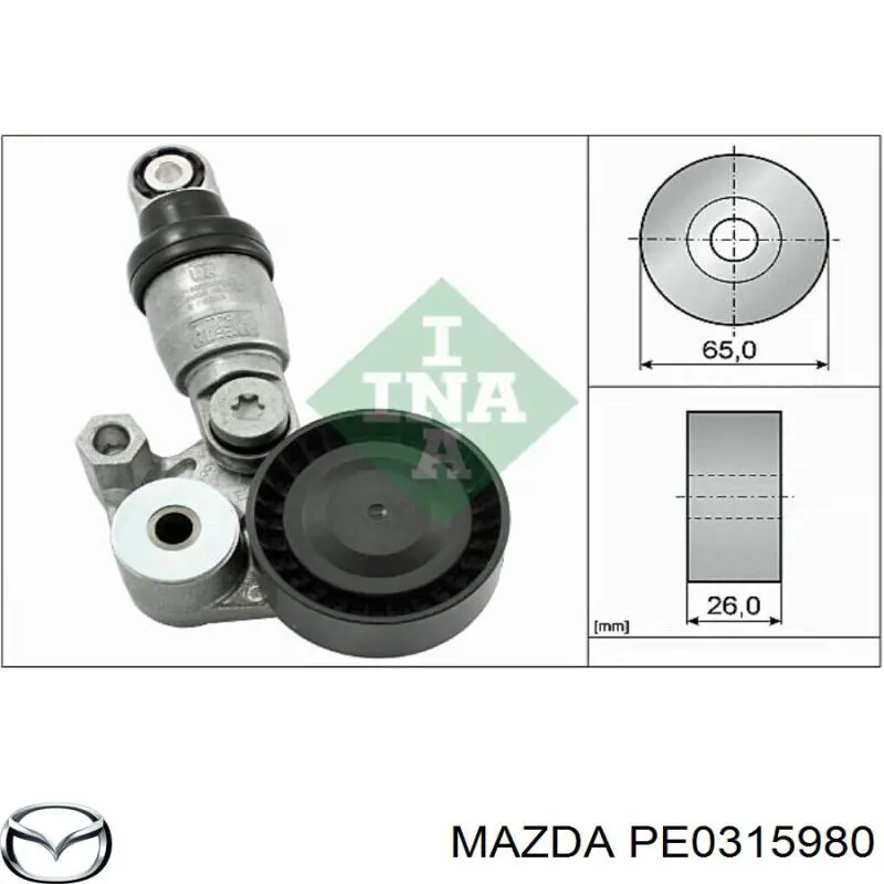PE0315980 Mazda tensor de correa, correa poli v
