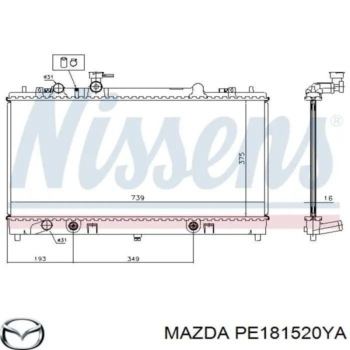 Radiador PE181520YA Mazda
