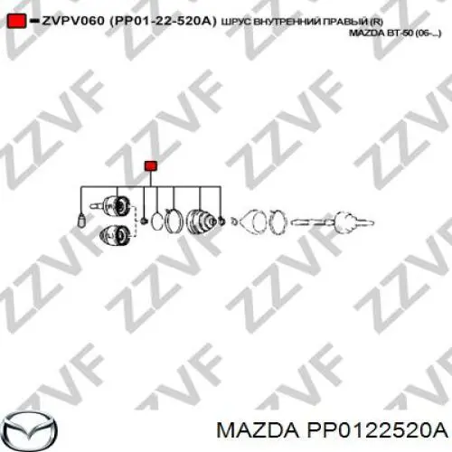 PP0122520A Mazda junta homocinética interior delantera derecha