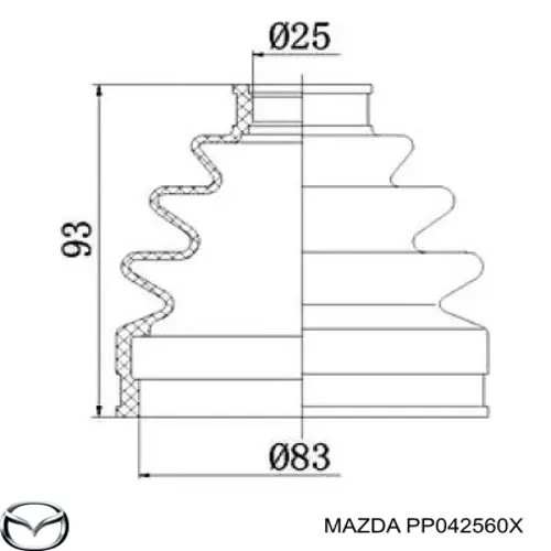 PP042560X Mazda árbol de transmisión delantero derecho