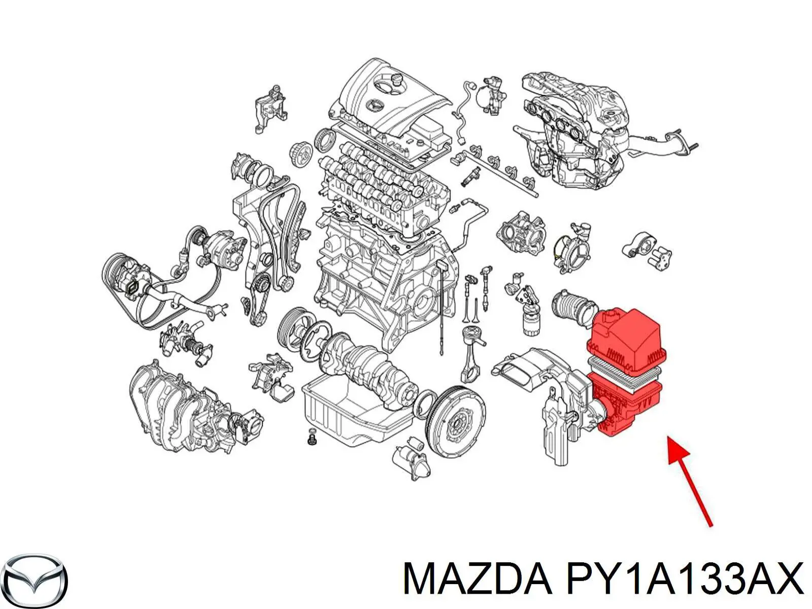 PY1A133AX Mazda casco de filtro de aire, parte superior