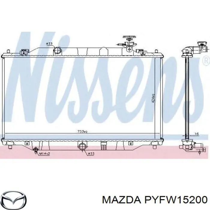 PYFW15200 Mazda radiador refrigeración del motor