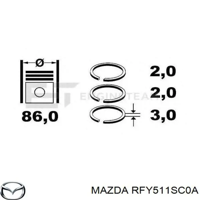 Juego de anillos de pistón, motor, STD Mazda RFY511SC0A precio, desde 42,56 EUR