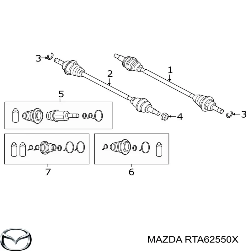 Árbol de transmisión trasero derecho Mazda CX-5 (KF)