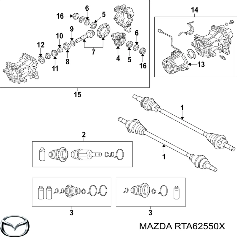 RTA62550X Mazda Palier trasero derecho
