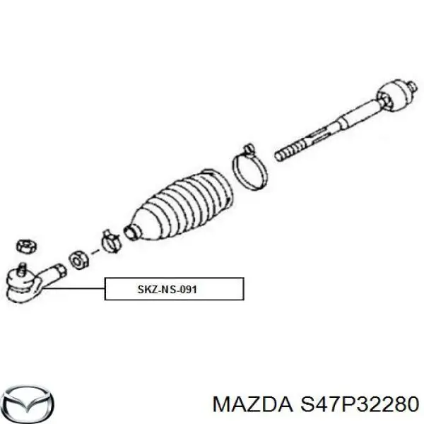 S47P32280 Mazda rótula barra de acoplamiento exterior