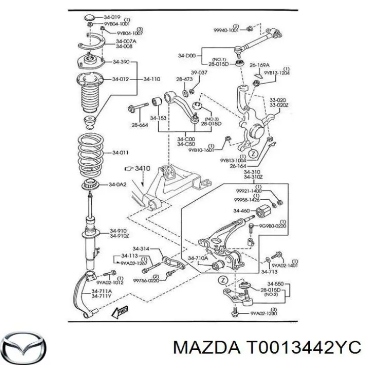 Buje del brazo de suspensión delantero superior Mazda T0013442YC precio, desde 10,50 EUR
