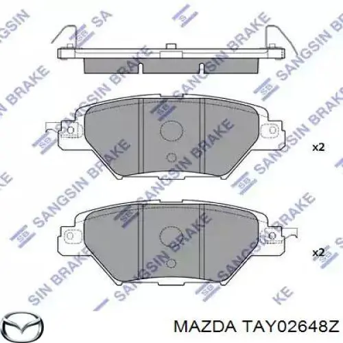 Pastillas de freno traseras TAY02648Z Mazda