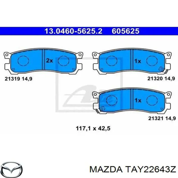 Pastillas traseras de freno Mazda TAY22643Z precio, desde 23,09 EUR