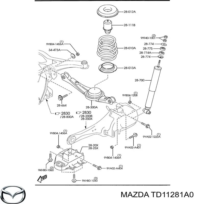 Almohadilla de tope, suspensión trasera para Mazda CX-9 (TB)
