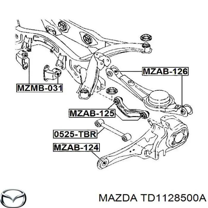 TD1128500A Mazda Barra transversal, suspensión de ruedas, eje trasero