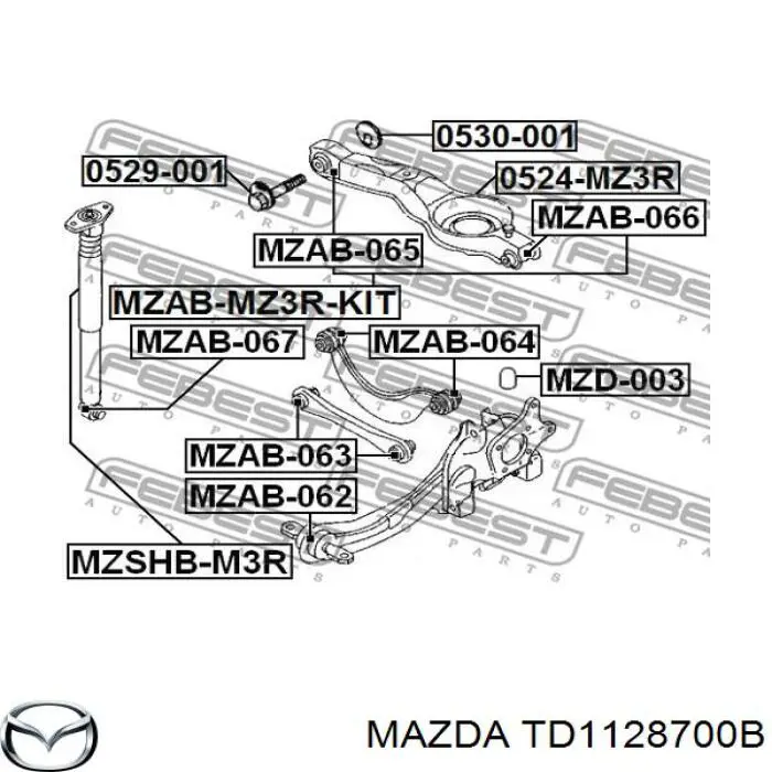 TD1128700B Mazda amortiguador trasero
