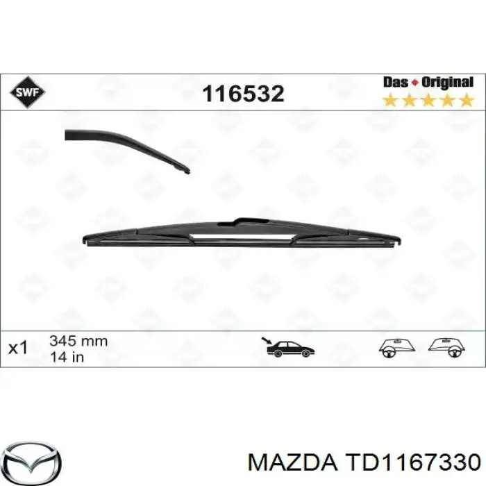 Escobilla del limpiaparabrisas del lado del conductor Mazda TD1167330 precio, desde 23,35 EUR