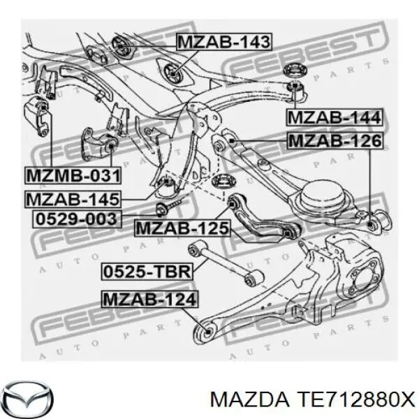 TE712880X Mazda subchasis trasero soporte motor