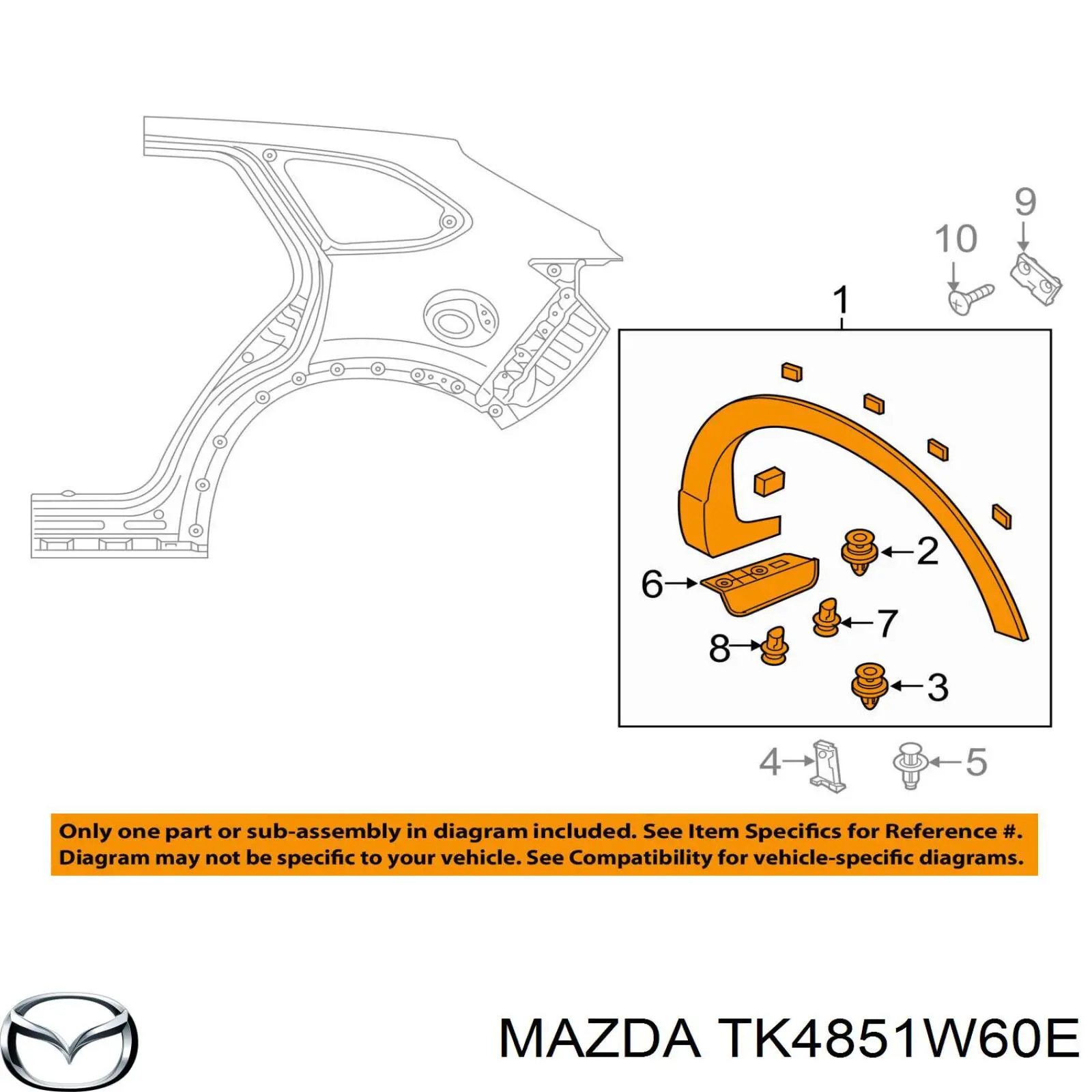 Ensanchamiento, guardabarros trasero izquierdo Mazda CX-9 (TC)