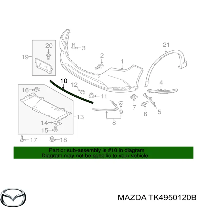 Moldura de parachoques delantero central para Mazda CX-9 (TC)
