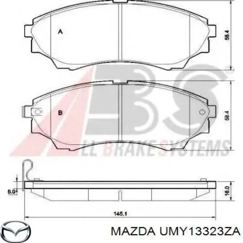 Comprar UMY13323ZA Mazda Pastillas delanteras de freno