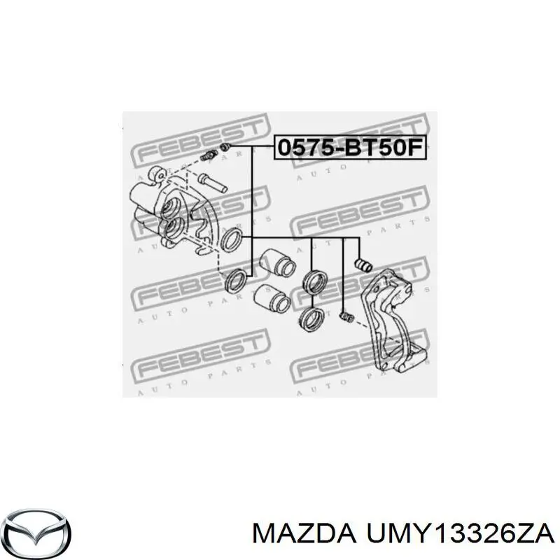 UMY13326ZA Mazda juego de reparación, pinza de freno delantero