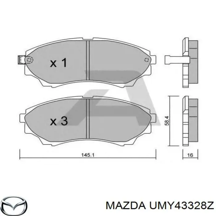 UMY43328Z Mazda pastillas de freno delanteras