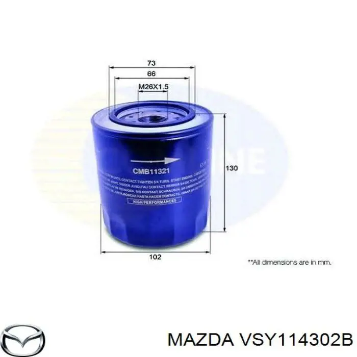 VSY1-14-302B Mazda filtro de aceite
