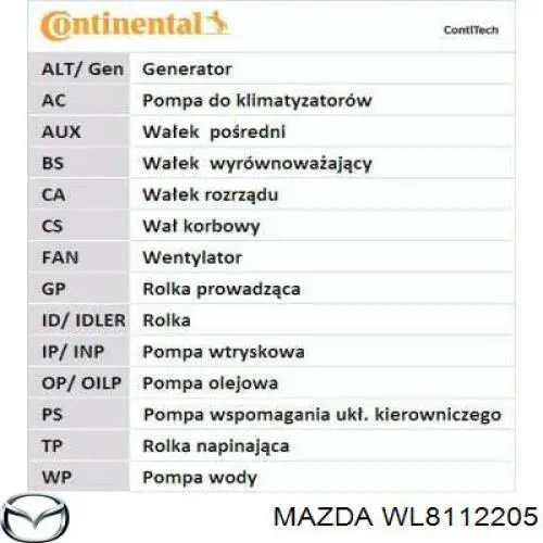 Comprar WL8112205 Mazda Correa distribución