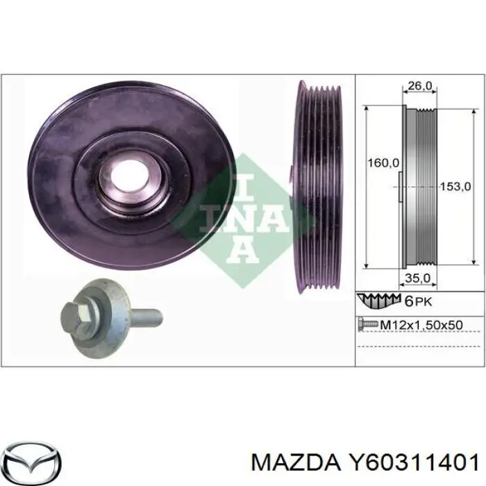 Y60311401 Mazda polea de cigüeñal
