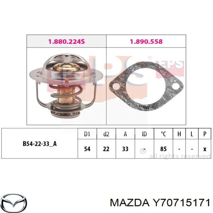 Y70715171 Mazda termostato, refrigerante