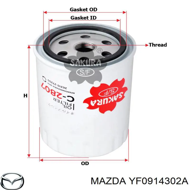YF0914302A Mazda Filtro aceite